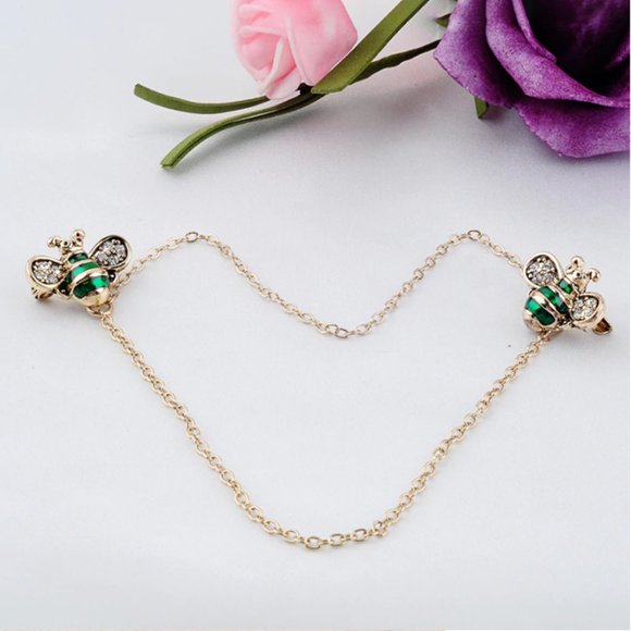 Layered Enamel Crystal Insect Bees Brooches - Picture 2 of 5